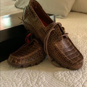 Ferrini men’s alligator print boat shoe NEW 8D